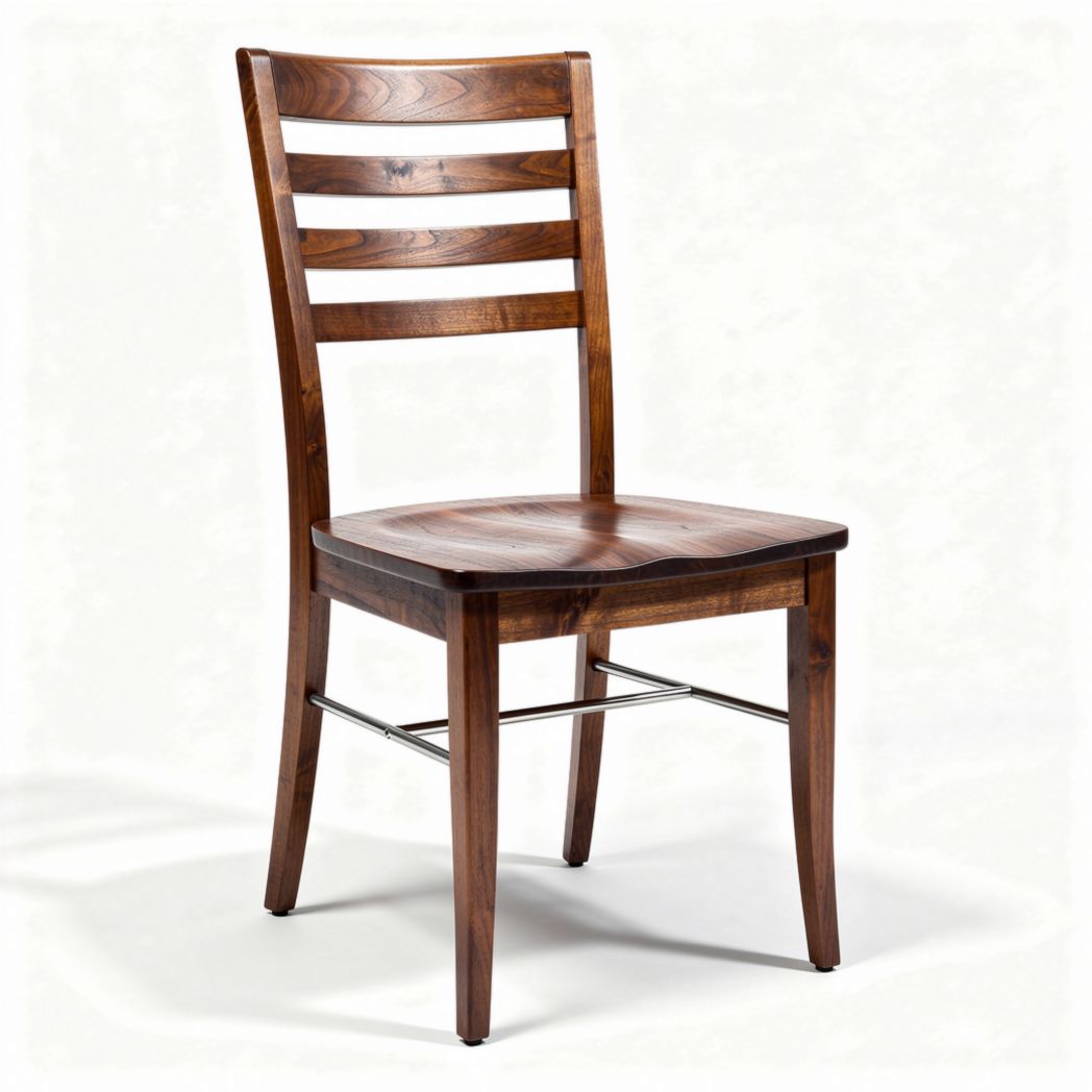 Houten eetstoel met metalen onderstel en afmetingen 45 x 45 x 90cm