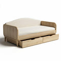 Houten bank met opbergladen en stofbekleding 200 x 90 x 80cm