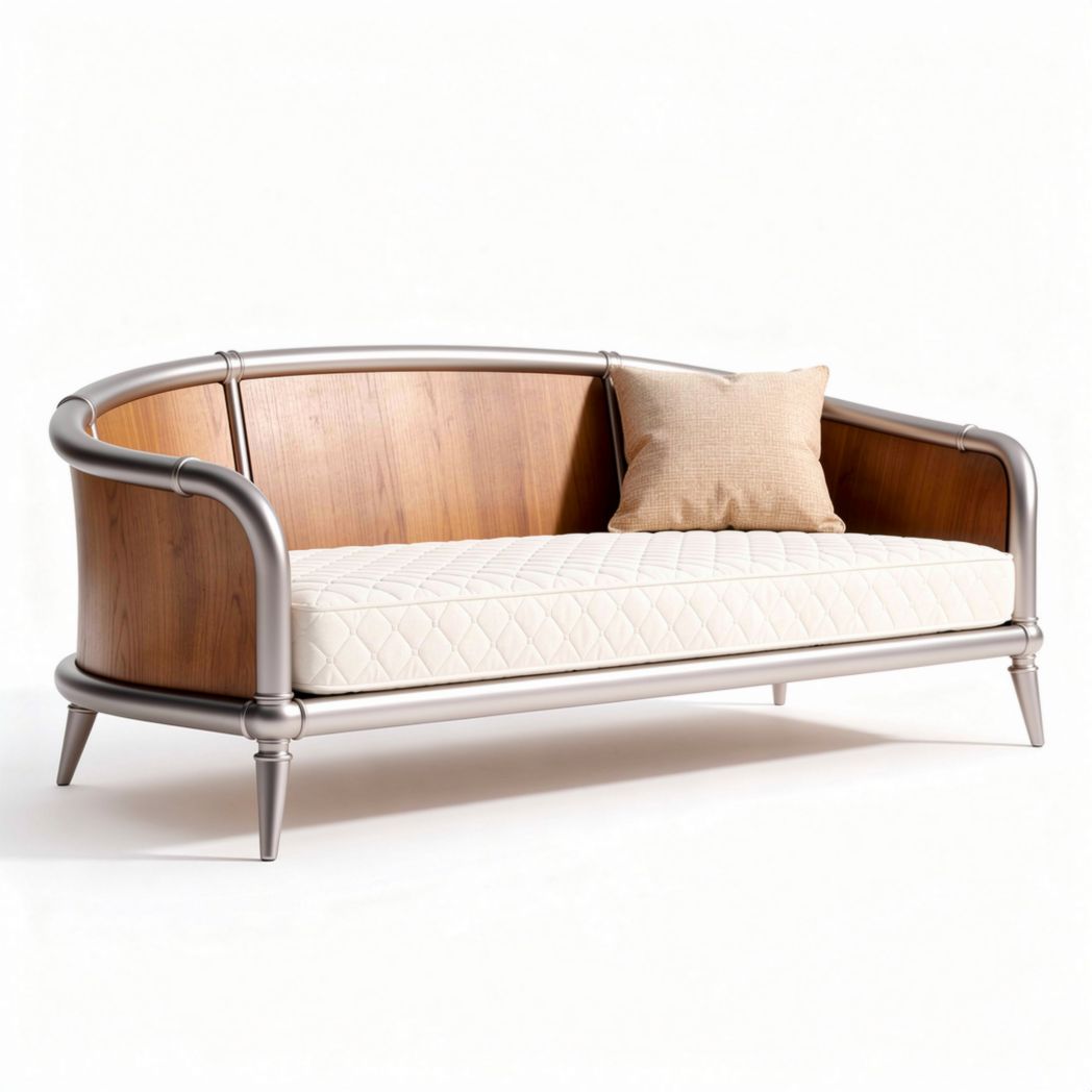 Houten bank met metalen frame voor binnengebruik 210 x 90 x 75cm
