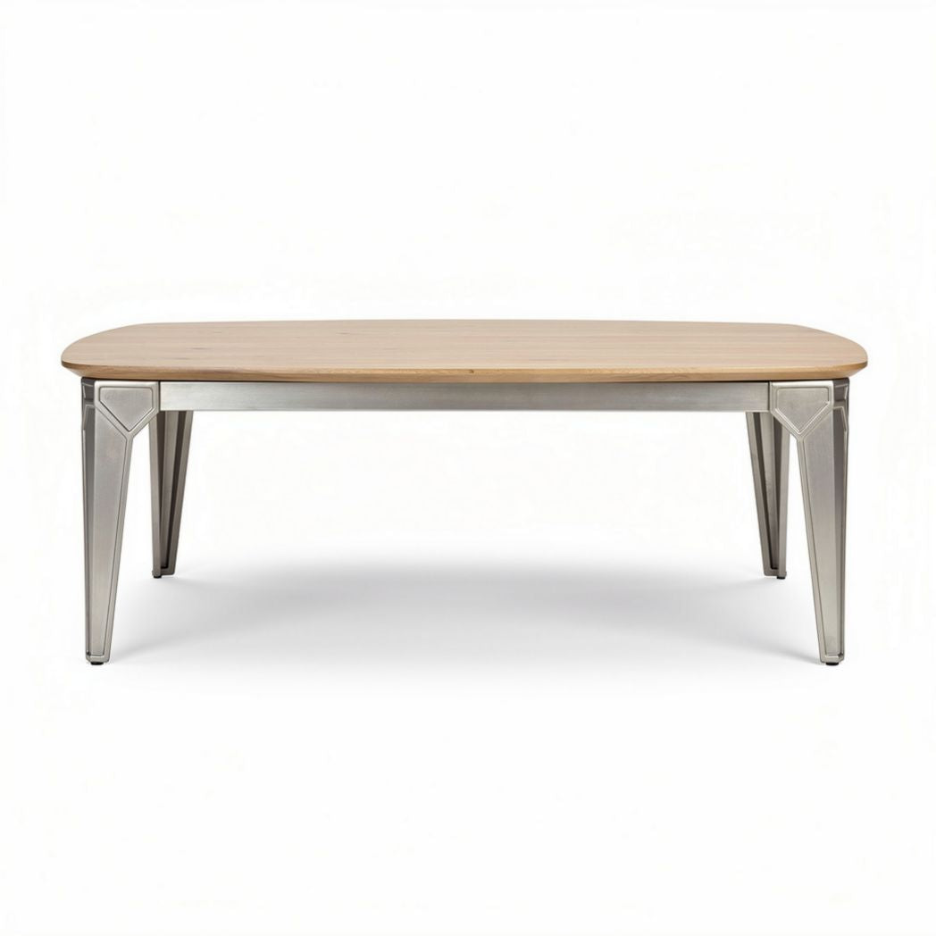 Eettafel van hout met stalen poten 120 x 60 x 45cm naturel bruin
