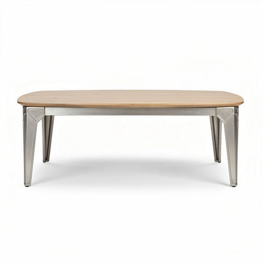 Eettafel van hout met stalen poten 120 x 60 x 45cm naturel bruin