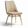 Eetstoel met stof bekleding beige 45 x 45 x 85cm houten poten