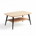 Salontafel van hout met zwart metalen poten afmetingen 120 x 60 x 45cm