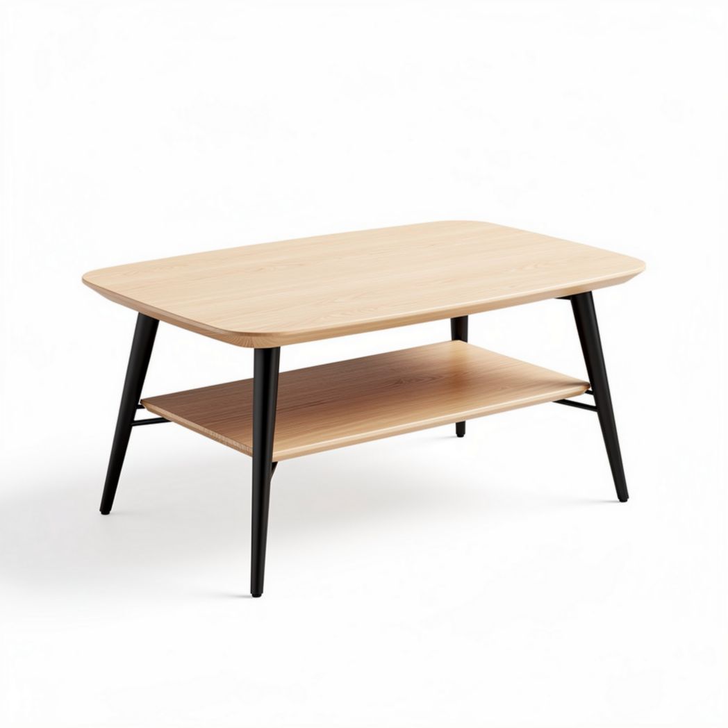 Salontafel van hout met zwart metalen poten afmetingen 120 x 60 x 45cm