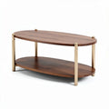 Eikenhouten salontafel met metalen poten en afgeronde randen 120 x 60 x 40cm
