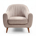 Stoere fauteuil van stof met houten poten in lichtbruin 80 x 80 x 80cm