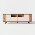 Houten tv-meubel met gebogen randen en dubbele deuren 120 x 40 x 50cm