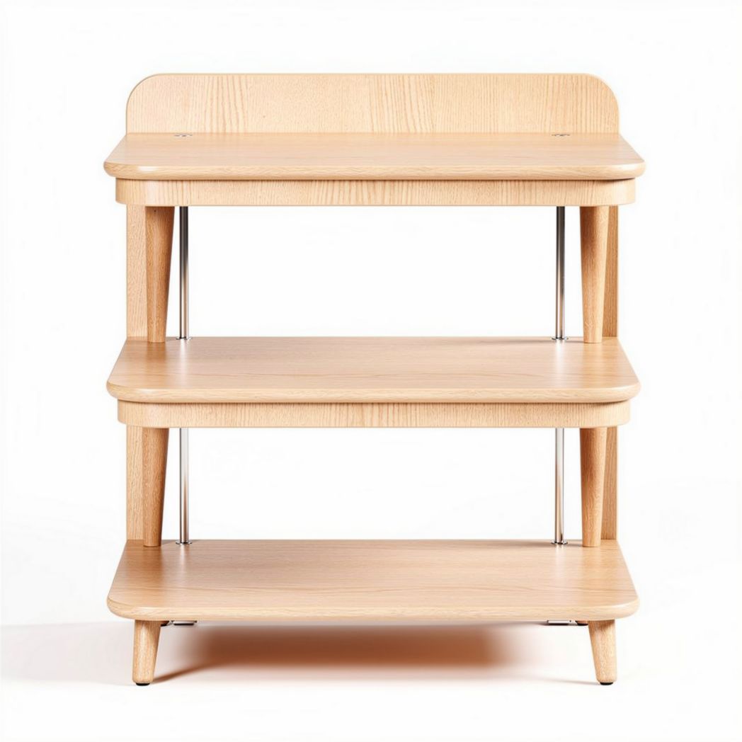 Houten open kast met twee planken en metalen poten 60 x 30 x 80cm